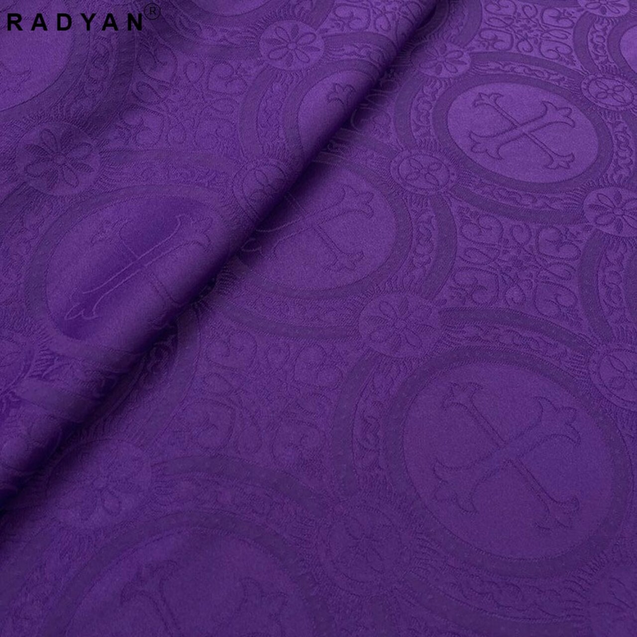 1 Yard Matte Church Cross Brocade Fabric for Apparel Projects 58 59 Inch Width